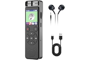 CAKKONE 100GB Diktiergerät, Aufnahmegerät mit Wiedergabe und sprachgesteuerter Aufnahme, Voice Recorder mit Rauschunterdrückung für Vorlesungen, Besprechungen, Interviews, Unterricht (Kopfhörer)