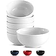 KooK Ceramic Cereal Bowls, Microwave, Dishwasher and Freezer Safe, Porcelain Dishes for Soup, Pasta, Salad, Oatmeal, Deep Interior (White, 6 Inch)