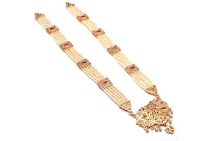 Jewar Indian Pearl Necklace Long Set Gold Plated Traditional Ad Cz Designer Handmade Bridal Fashion Jewelry For Women Girls