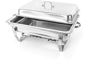 TESUGN Chafing Dish Profi Set, 9L Edelstahl Warmhaltebehälter, Speisewärmer, Edelstahl Buffet-Set für Catering Buffet und Party