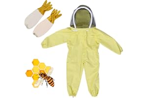 ChangTsing Children's Beekeeping Suit, Beekeeping Suit with Gloves for Children, Cotton with Long Sleeves, Beekeeping Supplies Protection for Children (Yellow, M)