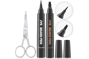 JVR Matita per barba da uomo riempire e definire la barba, penna di riempimento della barba impermeabile e resistente al sudore con le barba forbici (Nero+Grigio)