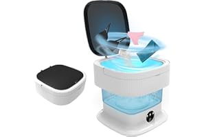 SULIAO Camping Washing Machine, 15 L, 2 kg, 2 in 1 Mini Washing Machine, Small Washing Machine with Spinner, Deep Cleaning of Underwear, Baby Clothes, Short Trousers, Mini Washing Machine for Camping, Hotel