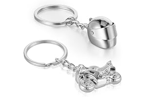 AOZUO Lot de 2 Porte clés Casque de Moto, Idée Cadeau Motocycliste, Cadeau Motard, Mini Porte clés 3D, Porte clés Casque de Moto, Pendentif pour Cadeaux d'anniversaire et de Vacances