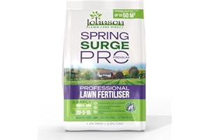 JOHNSON LAWN CARE DIRECT Professional Spring Lawn Fertiliser - Spring Surge Pro - [20:3:10] High Nitrogen Spring Lawn Feed : Professional Grade Pet Friendly Lawn Feed - Long lasting Lawn Fertilizer for Spring.