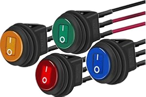 RUNCCI-YUN 12VDC 20A rotonda Rocker interruttore, interruttore a levetta led 12v,Latching Interruttore a pulsante,interruttore SPST 12v, per Auto Barca Camion Elettrodomestici