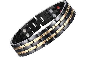JFUME Magnetiska armband för män 18K guldplätering dubbla starka magneter och 4-i-1 element män armband 21,5 cm justerbar