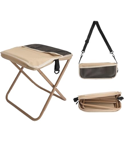 Sgabello Pieghevole Da Campeggio – 33x26x32 Cm, Portatile E Leggero, Acciaio Carbonio + Oxford, Regge Fino A 240 Kg