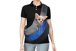 YUANZHOU DMSL Mochilas Portaperros Transportin Bandolera de Viaje, Transportin Bandolera Ajustable Mascota Pequeña Bolsa Bandolera Portaperro, Bolsa Delandera para Gatos Pequeño Conejos Cachorros (Azul L)
