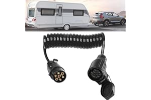 ‎TECHFECTION Anhänger Caravan Verlängerungskabel 7 auf 13 polig 2,5m Anschluss Spiralkabel Anhänger Kupplung Stecker Adapterkabel für Wohnwagen Wohnmobil PKW Bootstrailer RV Traktor Fahrradträger usw