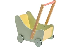 JC Toys- Carro de Almacenamiento de Juguetes con Ruedas de Madera, para habitación Infantil, Guardar Juguetes, Ideal para Regalar, diseño Multicolor, Colores Pastel,+ 3 años