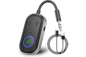 YSWOVUO Transmisor Bluetooth 5.3, 2 Auriculares, Adaptador Bluetooth Enchufe AUX de 3.5 mm para TV, Teléfonos Móviles, Sistemas de Sonido, Gimnasio