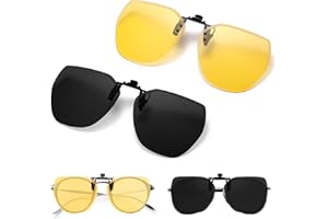 JINSIHU Clip Occhiali Guida Polarizatti, Lenti Gialle Occhiali per Guidare Notturna, Occhiali da Sole Clip On Polarizzati, Lenti Gialle Occhiali Visori Notturni per Diurna e Notturna Uomo Donna