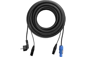 Pronomic Stage EUPPD-10 Câble Hybride Compatible Schuko/Powercon + DMX 3 broches, 10m (idéal pour le câblage d'effets lumineux & éclairage de scène)