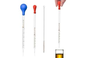 BAOSROY Pipette Glas,Tropfpipette Glas,Glas Pipetten Transfer,Tropfpipette,Lab Dropper,Pipette Glas,Pipette Dropper,Glass Measuring Pipette,mit 1 Reinigungsbürste,für Chemielabor,2 ml und 5 ml