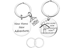 CNYMANY 2 Pcs New Home Keychains, Housewarming Gift New House Decoration Jewelry Key Rings for New House Owner Wife Husband Lover