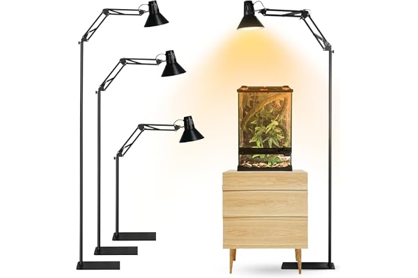 Support de lampe chauffante pour reptiles avec abat-jour réglable à 360° - Bras pivotant à 360° - Support de lampe de sol E26/E27 - Pour lampe de basking, tortues, table, verre, réservoir vivarium