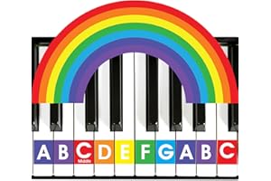 QMG Regenbogenfarbene Klavier- und Keyboard-Aufkleber für Kinder, Buchstaben A B C, entfernbar, hinterlässt keine Rückstände