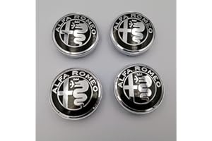 XVBFSC 12 Pièces Cache Moyeux pour Alfa Romeo Giulia Stelvio Giulietta 159 147 156 166 GT Tonale 60mm, Capuchon Enjoliveur Centre Roue Centre de Jante Capuchons Badge Logo Accessoires,B