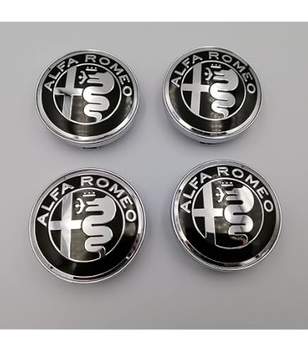 Lot De 4 Bouchons De Moyeu 60 Mm Pour Alfa Romeo - Compatible Giulietta, 147, 159, Etc. - Noir, Métal/ABS