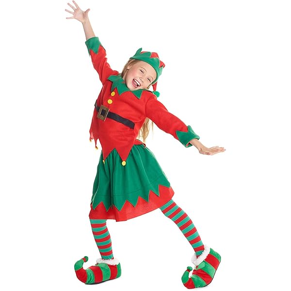 CHAKS 2-delig kostuum Elfje groen/rood goedkoop kopen