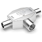 RedStar24 2 Way Antenna Distributor, TV Antenna Duplicator | 2 Way TV Splitter, T Adapter, Double TV Antenna Connector, 1 IEC