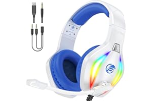 Fachixy FC100 Gaming Headset für PS4, PS5, PC, Xbox, Nintendo Switch, Gaming Kopfhörer mit Kabel und RGB Licht, Stereo Surround Kopfhörer mit Mikrofon, Noise Cancelling Gamer Headphones