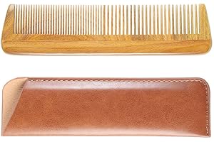 Onedor Peignes à cheveux en bois de santal vert 100% naturel fait à la main - Antistatique - Parfum bois de santal naturel - Peigne démêlant (2 en 1)