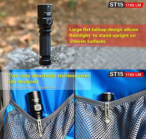 Bundle: KLARUS ST15 CREE xp-l Hi V3 LED 1100 Lumen watereproof Taschenlampe mit 18650 Akku und thenines USB-Light - 7