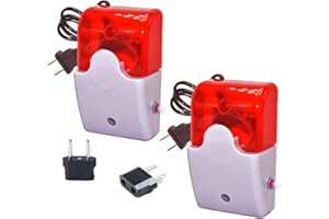 LELUKEE 2er Stromausfall Ausfall schneiden Verlust Alarm, Stromausfall Ton und Licht Alarm Sensor Alarm mit Blitzlicht, 0-120db Sirenenalarm Ton eingestellt Werden kann (inklusive 9V Batterie)