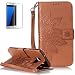 Produktbild Samsung Galaxy S7 edge/S7 edge Duos/G935(2016) Neu Design Hülle mit Panzerglas,ISENPENK Original Flip Bookstyle Cover Wasserdicht Shockproof Anti Slip Protection Stoßfest Leather Case mit Standfunktion,3D Blume Muster Pattern Wallet Case mit Intern Karte Schlitz,Outdoor Wallet Tasche Schutzhülle Leathertasche für Samsung Galaxy S7 edge/S7 edge Duos/G935(2016) 5.5Zoll-[Blume pattern,braun]+Panzerglas/Schutzfoile/Displayschutzfolie