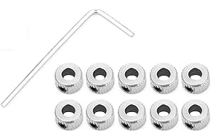 BORDSTRACT 10 Pcs Shaft Lock Collar with Hex Wrench Electroplate Ferronickel Shaft Collar Hex Fixed Buckle for DIY Technology Making Model Toys, Accessories (5.1mm)