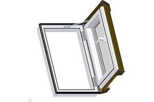BTW AFG - Skylight Ausstiegsfenster PVC für Warmdach Anschlag Rechts oder Links 55 x 78 mit Eindeckrahmen für Dachziegel Außenfarbe Dunkelbraun ! Dachausstieg Ausstieg