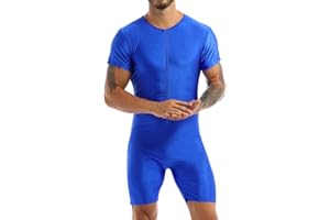 ranrann Men's One Piece Solid Modified Leotard Gymnastic Wrestling Singlet Tank Unitard Athletic Bodysuit