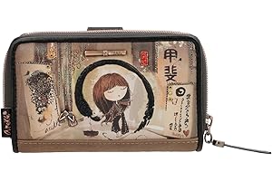 Anekke - Średni portfel damski - Ochrona RFID - Portfel ze skóry PU z zamkiem błyskawicznym i językiem Shoen - Akcesoria i akcesoria damskie - Wymiary 15 x 10 x 3 cm, Biały,