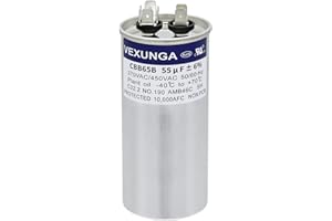 VEXUNGA 55uF 55 MFD 370VAC 440VAC 450VAC 50/60Hz CBB65 CBB65B Run Start Capacitor for AC Unit Fan Motor Start or Pool Pump or Air Condenser Straight Cool