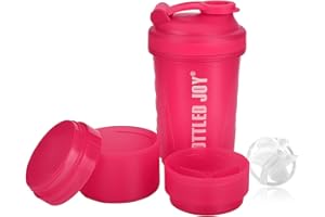 VENNERLI Protein Shakers Bottles 600ml BPA Free Strong Durable Workout Gym Water Smoothies Nutrition Shaker Bottle with Storage 600ml (Pink)