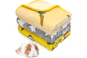 Dyrdekly 3 Pack Meerschweinchen Decken Waschbar und Flauschig Weiche Warme Fleece Hundedecke Katzendecken Käfig Zubehör für Kleintier - 60x80cm