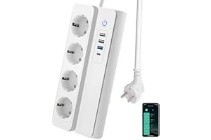 UseeLink Zigbee Smart Steckdosenleiste 3.0 mit 4 AC-Anschlüsse 1 USB-C Schnellladegerät(PD 20W)&3 USB-A, Fernsteuerung,Sprachsteuerung,Funktioniert mit Alexa Google Home Phillilps HUE/Tuya Hub,16A