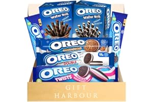 GIFT HARBOUR Biscuits Gift Set - Oreo Chocolate Biscuit Gift Set Hamper & Sweet Gifts - 7 Assorted Chocolate Biscuits, Chocolate and Wafer Rolls - Biscuit Hampers Hampers for Men & Women