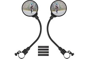 Gvolatee 2 Pièces Retroviseur Velo, 360° Réglable Retroviseur Trotinette Electrique, Rétroviseur Vélo Guidon pour Guidon 22-32mm, Convexe Rétroviseurs, Rond HD Miroir pour Scooter Électrique(Noir)