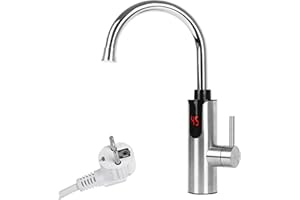 CEIEVER Electric Tap with Instantaneous Water Heater, Kitchen Tap with Instant Water Heater, 230 V, Stainless Steel, 360° Rotatable for Kitchen