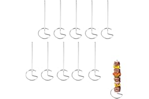 GURFZCYUOO 10Pcs Stainless Steel Skewers for Air Fryer, Air Fryer Skewers, Reusable Skewer for Air Fryer for Oven Camping Campfire Standing Kebab Chicken Skewer