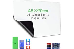 ‎LYZZXI Lyzzxi Whiteboard Folie, 45 * 90cm Magnetisch Selbstklebend Weißwandtafel Folie, Whiteboard Sticker DIY, Inklusive Marker und Schwamm, Wandfolie für glatten Oberflächen in Schule Büro Haus
