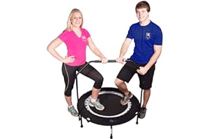 ‎MXL MAXIMUS LIFE MaXimus PRO Faltbares Trampolin | Nr. 1 Indoor Minitrampolin mit Haltestange für Erwachsene| Bestes Fitnessstudio für zu Hause | KOSTENLOSER Aufbewahrungsbeutel, Spannbänder, ONLINE- & DVD- Workouts!