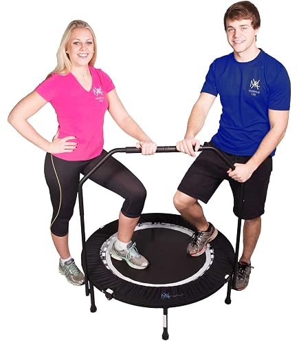 BCAN 40" Foldable Mini Trampoline With Handle & Resistance Bands - 450 Lbs Capacity, Quiet Rebounder For Home Fitness