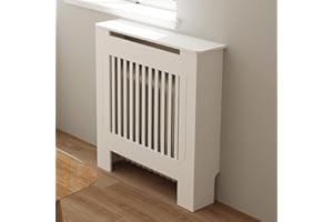 FATIVO Radiator Cover, High Radiator Cover, Vertical Slat Wood, 101 x 78 x 19 cm, White, Painted MDF Country House Style, Radiator Cover High for Bedroom, Living Room, Office, Radiator Cover