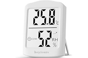 hoyiours Wewnętrzny higrometr, mini termohigrometr, cyfrowy czujnik temperatury z wysoką dokładnością, wskaźnik uśmiechu, miernik wilgotności powietrza do salonu, biura, pokoju dziecięcego, szklarni