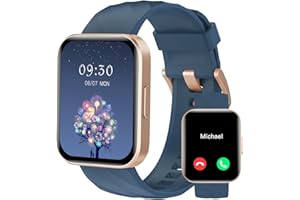 RUIMEN Smartwatch Uomo Chiamate Bluetooth Orologio Sportive Contapassi Android iOS Compatibile Fitness Tracker Cardiofrequenzimetro da polso Saturimetro Impermeabile IP68 Notifiche Whatsapp Blu