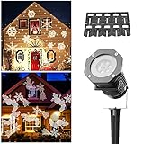 ALED LIGHT Luces del proyector de Navidad, proyección giratoria de Magicfly llevó el proyector del copo de nieve de las luces, lente del patrón 10PCS Xmas llevó la demostración ligera del proyector Las luces multicoloras del paisaje impermeabilizan para el partido de la pared, blanco